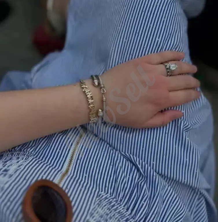 Customized Bubble Letter Design Adjustable Cuff Bracelet