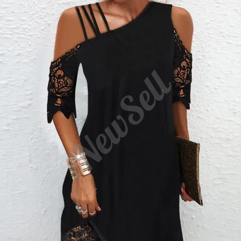 Women's Lace-spliced One-shoulder Dress