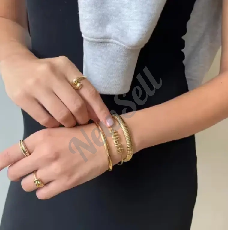 Customized Bubble Letter Design Adjustable Cuff Bracelet