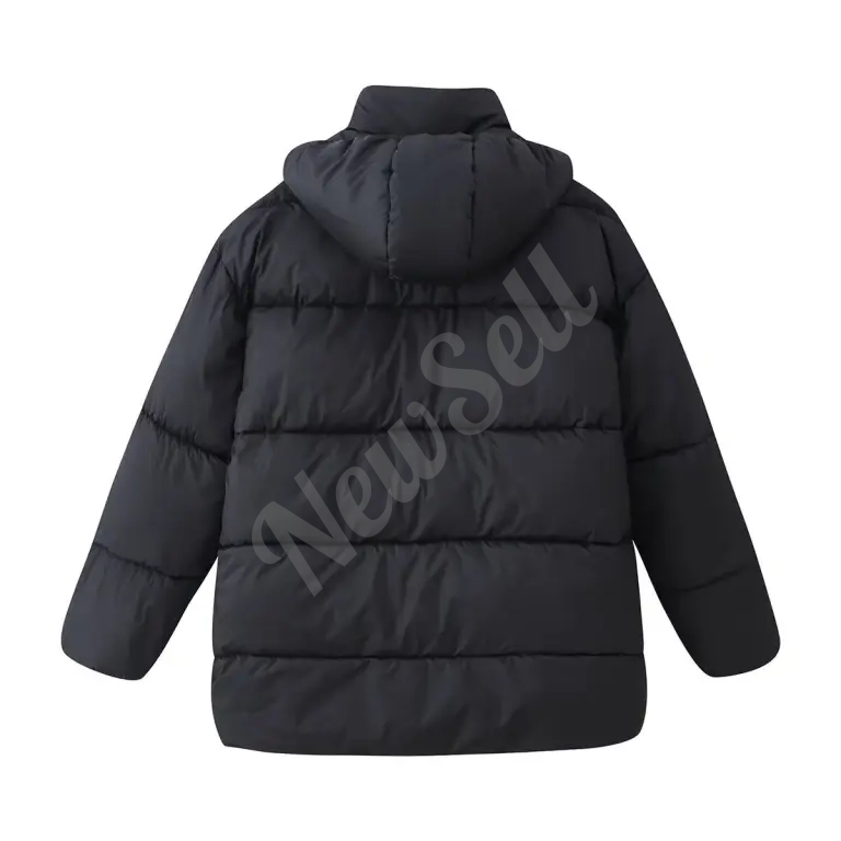 Simple Versatile Loose-fitting Padded Coat With A Hood