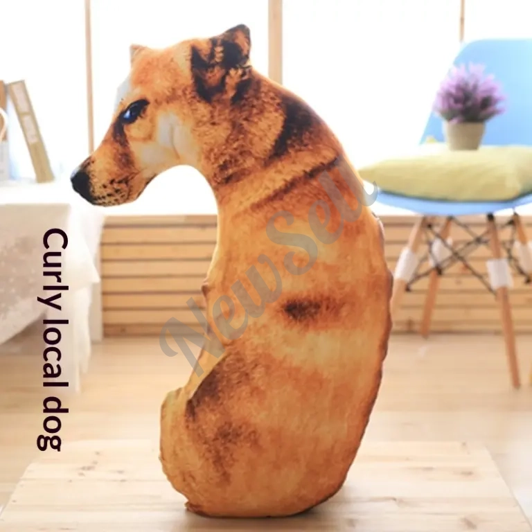 Hairy Curved Hunting Dog Doll Animal Nap Pillow