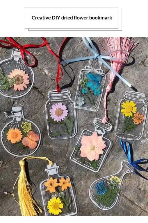 Cultural And Creative Dried Flower Bookmarks Handmade DIY Materials Pressed Flower Transparent Jar Specimen