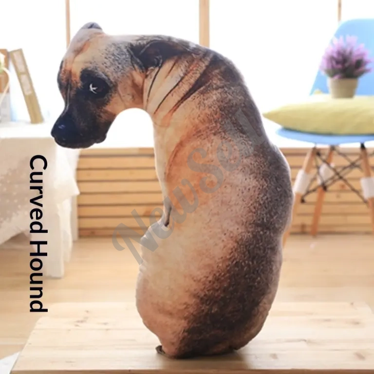 Hairy Curved Hunting Dog Doll Animal Nap Pillow