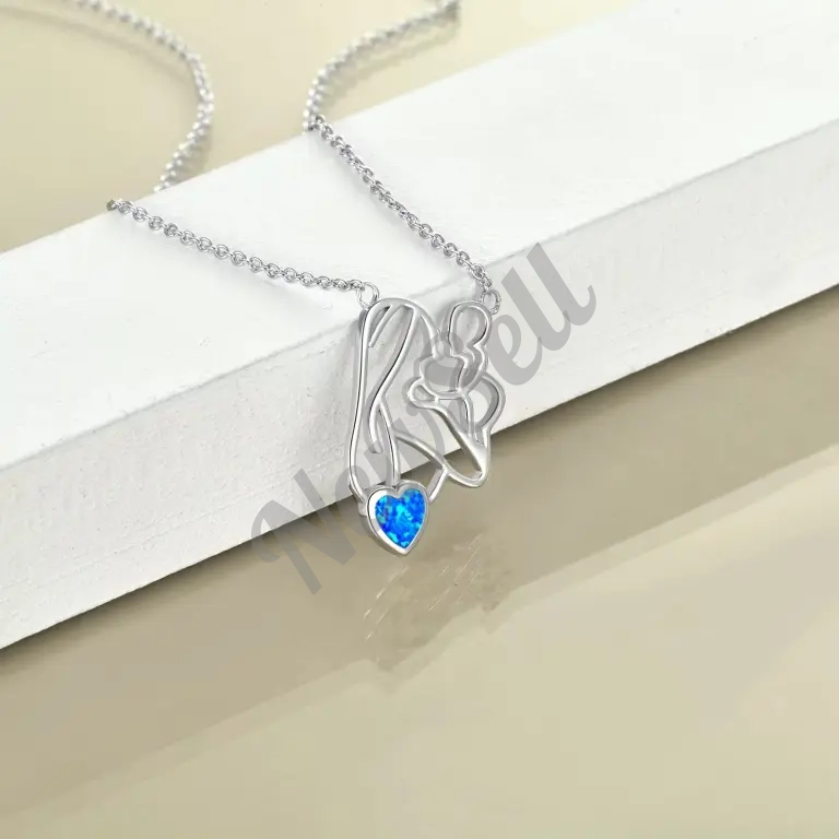 S925 Silver Mothers Day Heart-shaped Hollow All-Match Parent-Child Necklace