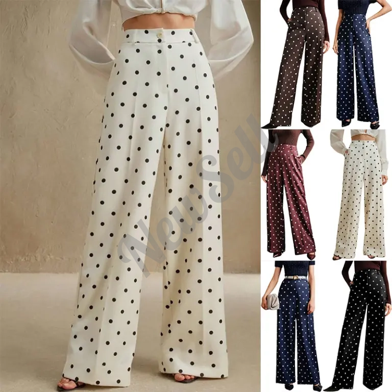 Womens Loose Wide-Leg Trousers Casual Pants Womens High-Waist Versatile Trousers