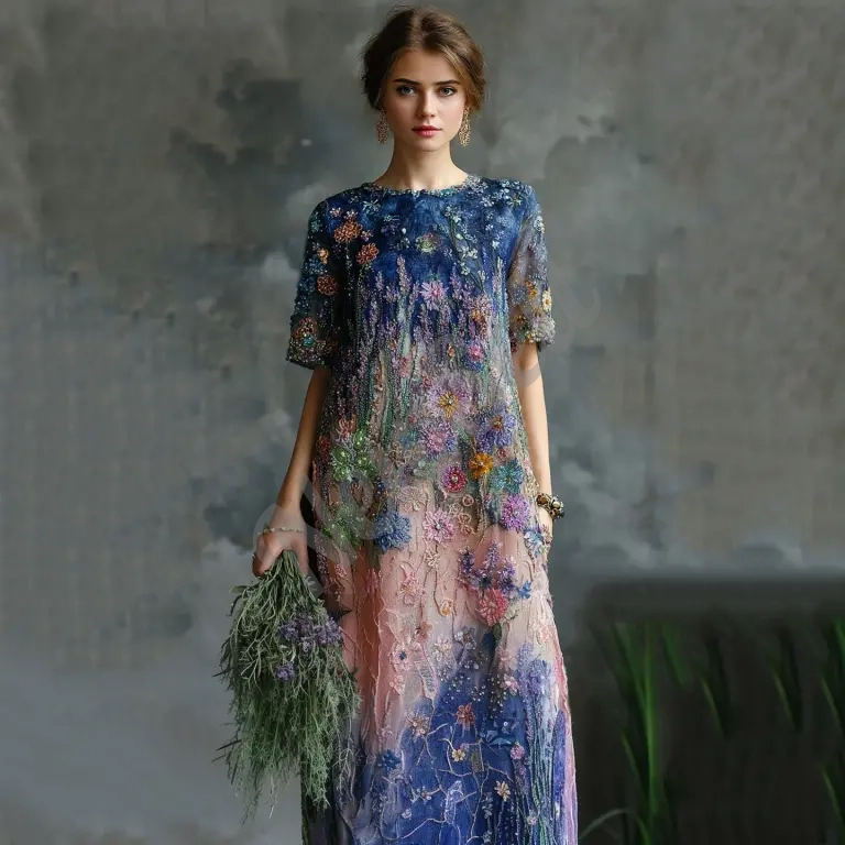 European And American 3D Digital Print Womens Dress