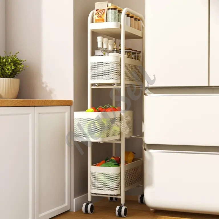 Compact Trolley With Narrow Drawers Cabinet For Storage Bathroom Refrigerator