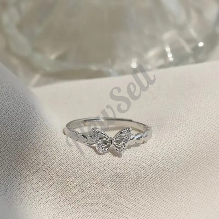 Butterfly Zircon Ring Womens Pinky Ring Niche Design Light Luxury
