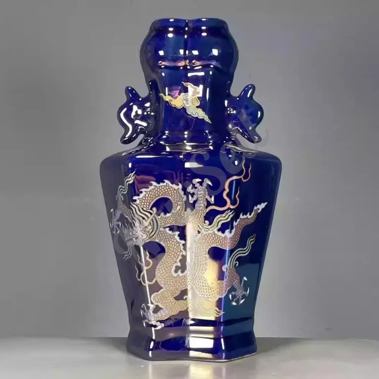 Cultural Appraisal Item Noctilucent Porcelain Dragon-Design Double-Eared Vase