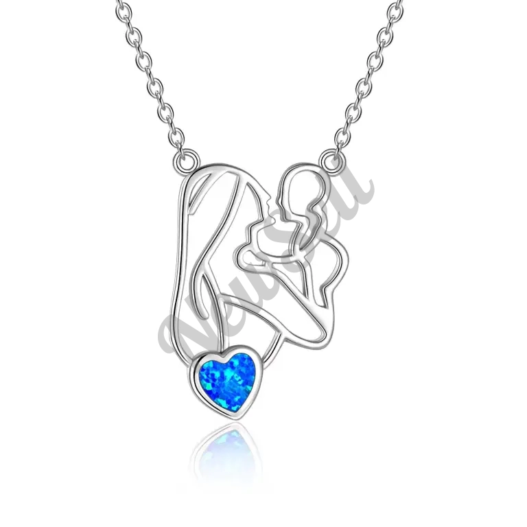 S925 Silver Mothers Day Heart-shaped Hollow All-Match Parent-Child Necklace