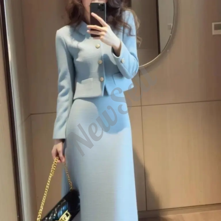 Elegant Coat And Skirt Set For Women