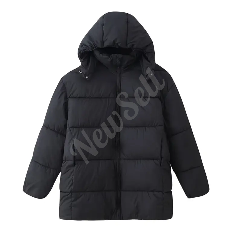 Simple Versatile Loose-fitting Padded Coat With A Hood