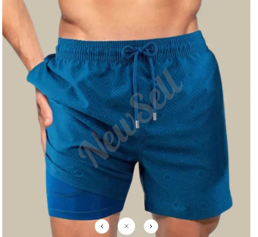 European And American 3D Digital-printed Mens Double-layer Beach Shorts