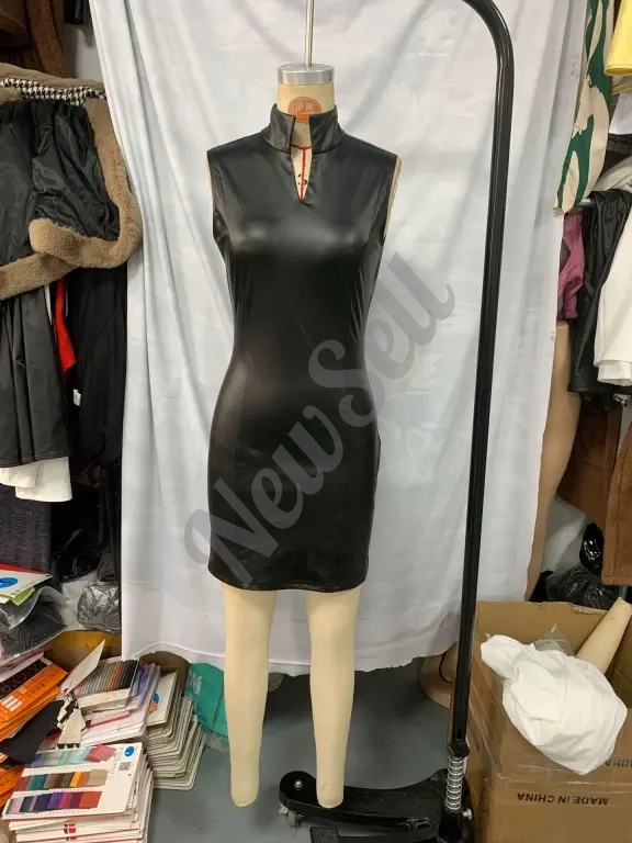 Fashionable And Elegant Mock-Neck Zipper Sleeveless Womens Bodycon Dress