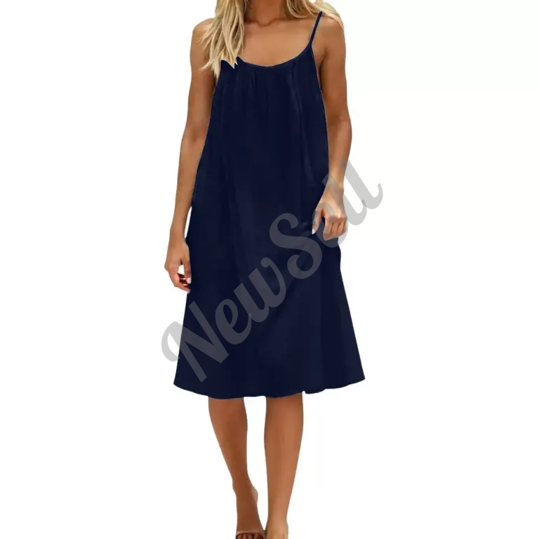 Women's Solid-Colored Strap Backless Dress