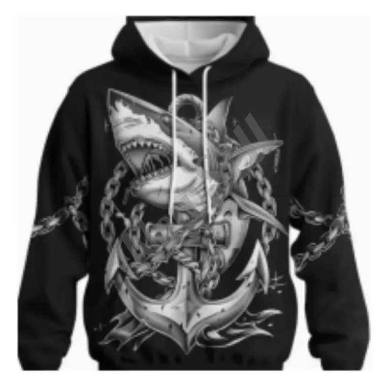 Men's 3D Shark Pattern Hoodie