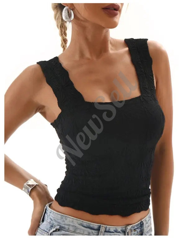 Women's Pleated Figure-flattering Square-neck Camisole