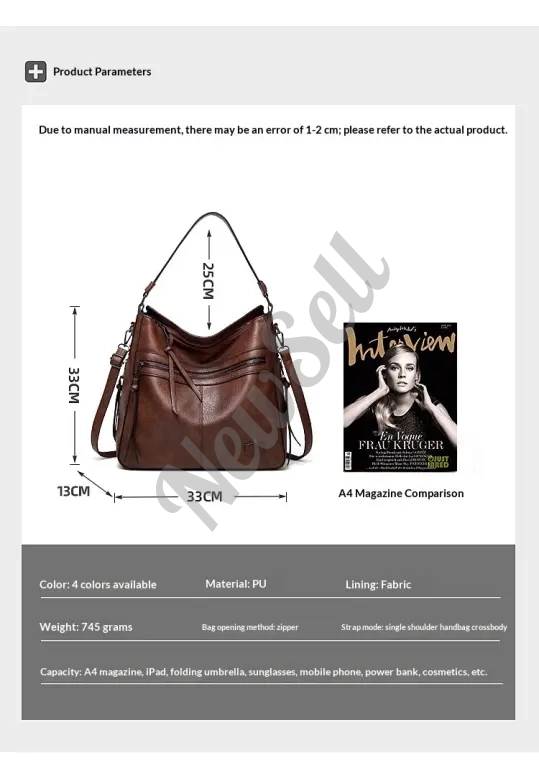 Crossbody Bag Handbag Style Vertical Square Shape