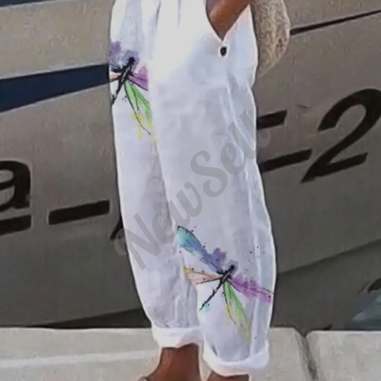 Retro Cotton-Linen Breathable Floral Print Casual Pants For Women