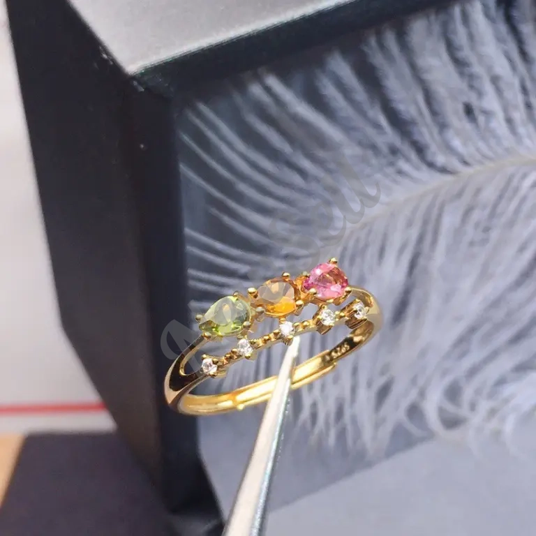 Womens Simulated Colorful Ruby Open End Ring