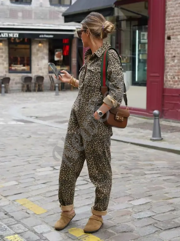 Pajama Set Stylish Preppy Leopard Print New Autumn Arrival