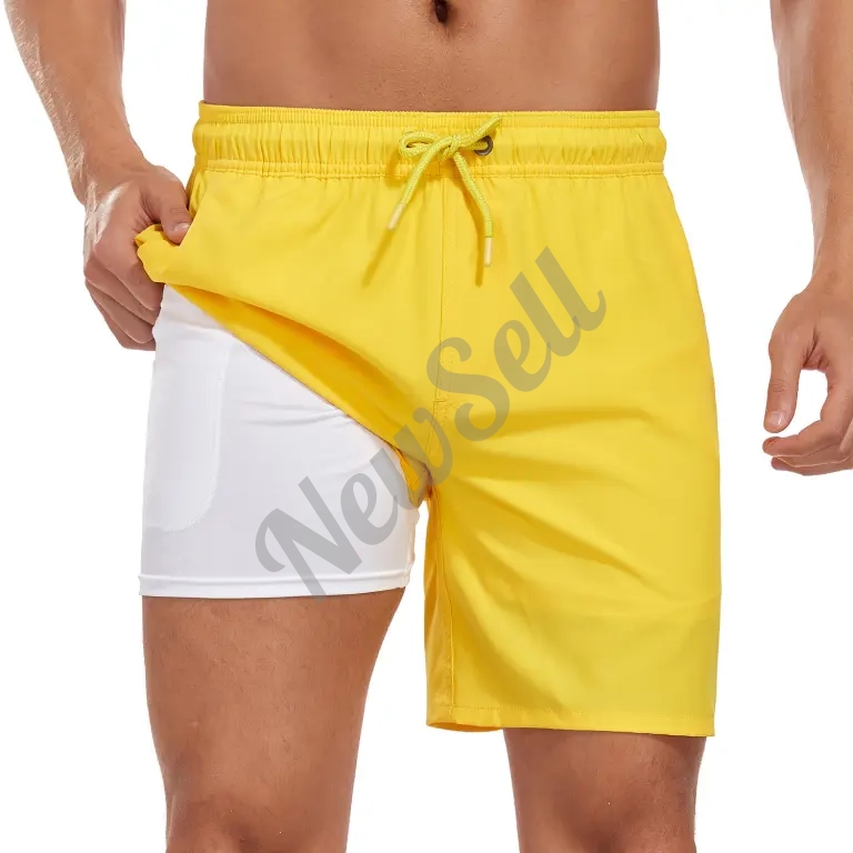 European And American 3D Digital-printed Mens Double-layer Beach Shorts