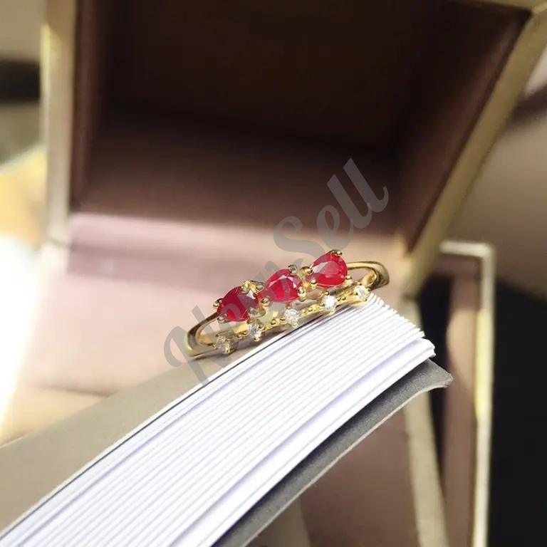 Womens Simulated Colorful Ruby Open End Ring