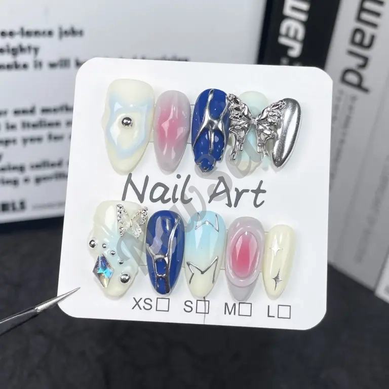 Sweet Cool Colorful 3D Metal Butterfly Handmade Wearable Nails