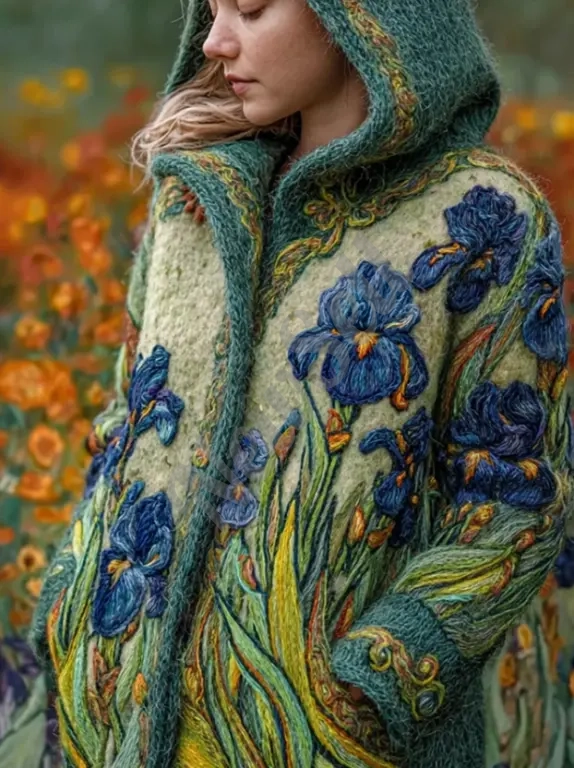 3D Digital Printing Women's Hooded Long Sleeve Coat