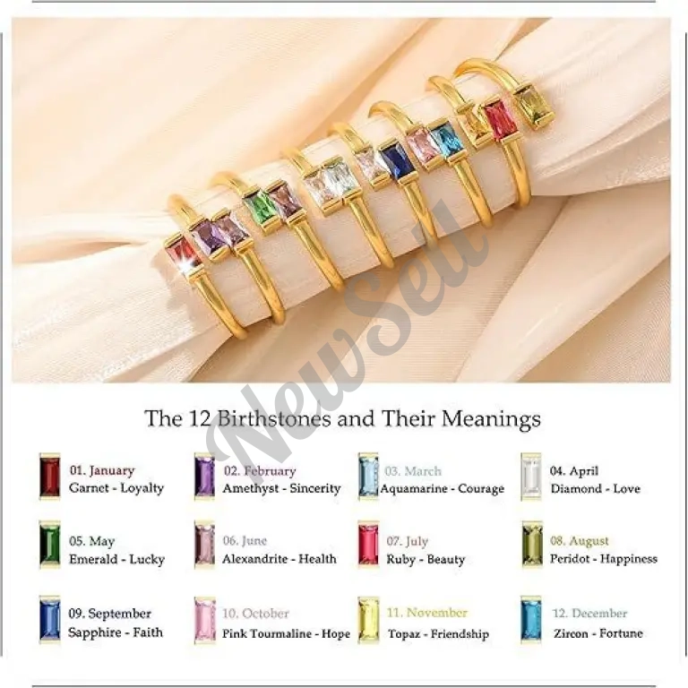 Simple Rectangular Gold Birthstone Ring