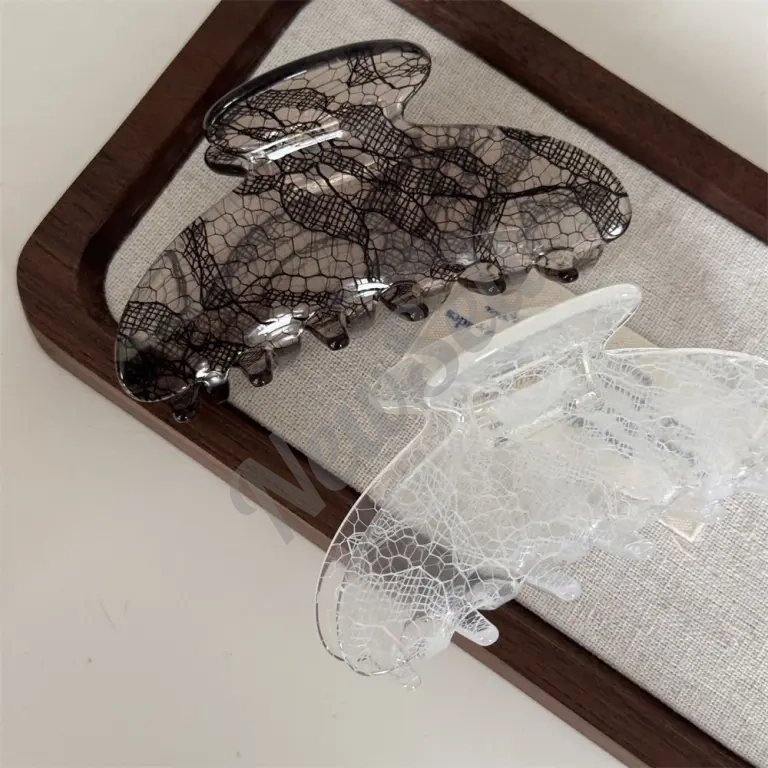 New Elegant Lace Acetate French-Style Retro Shark Clip For Women