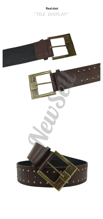 Womens Retro Punk Style Leather Belt With Rivet Decorations