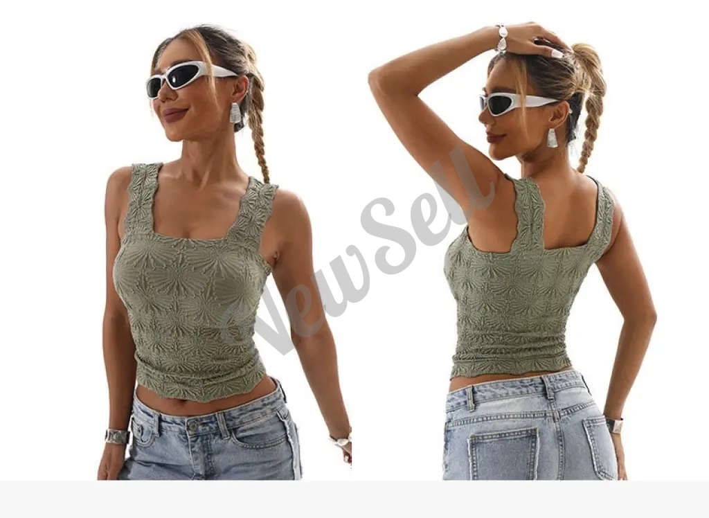 Women's Pleated Figure-flattering Square-neck Camisole