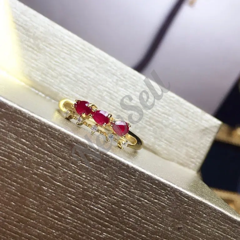 Womens Simulated Colorful Ruby Open End Ring