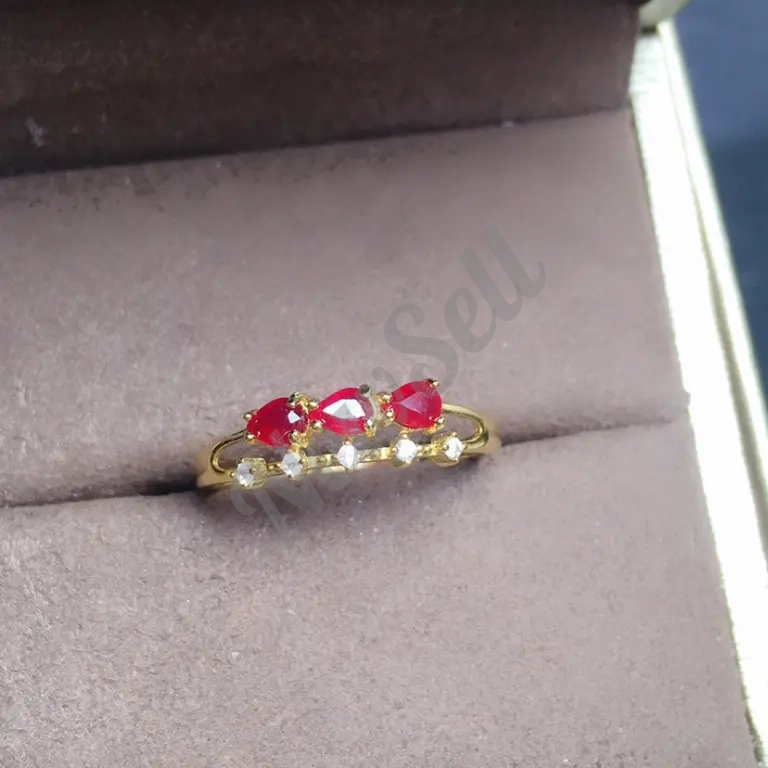 Womens Simulated Colorful Ruby Open End Ring