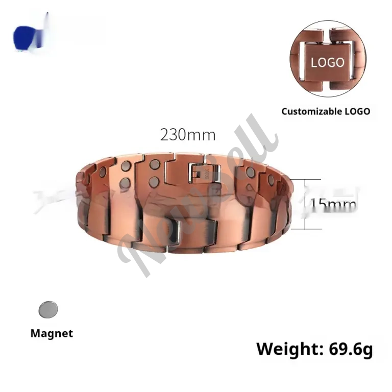 Minimalist Chic Magnetic Red Copper Niche Mens Bracelet