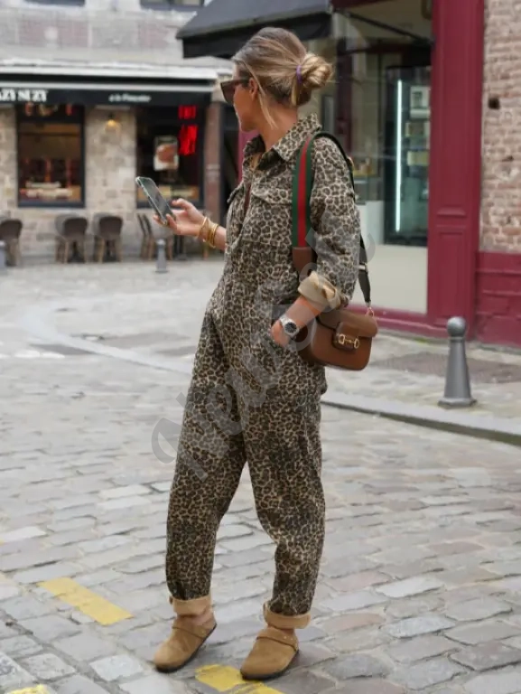 Pajama Set Stylish Preppy Leopard Print New Autumn Arrival