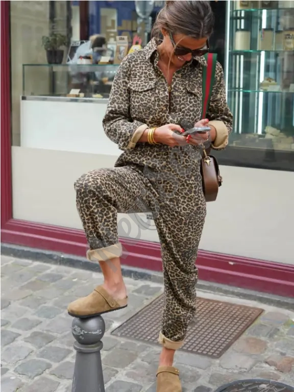 Pajama Set Stylish Preppy Leopard Print New Autumn Arrival