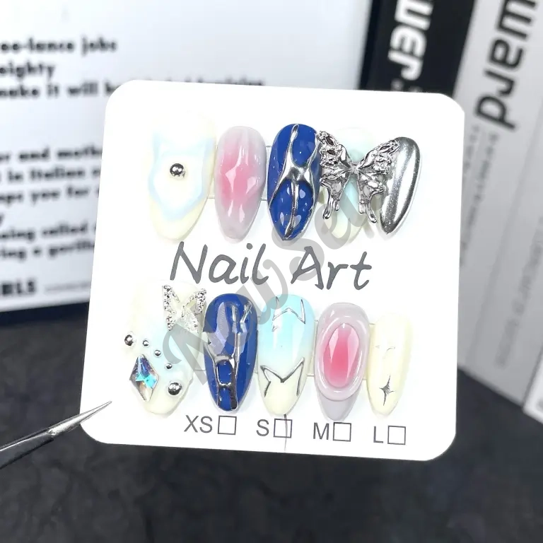 Sweet Cool Colorful 3D Metal Butterfly Handmade Wearable Nails