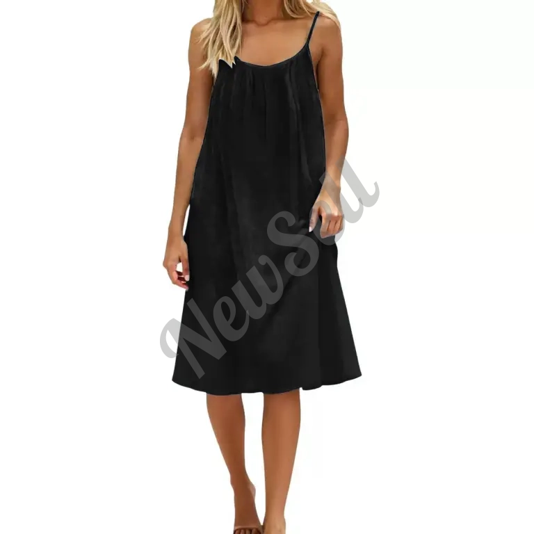 Women's Solid-Colored Strap Backless Dress