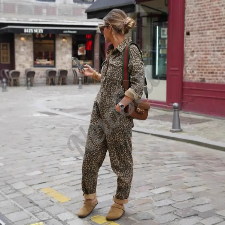 Pajama Set Stylish Preppy Leopard Print New Autumn Arrival