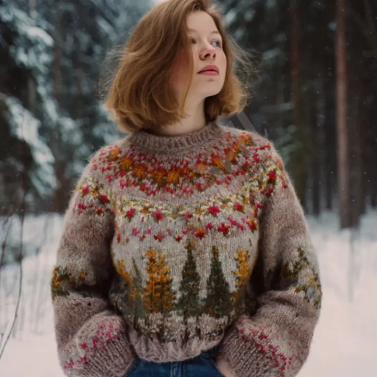 Printed Round-neck Hoodie With Striped Patch Design