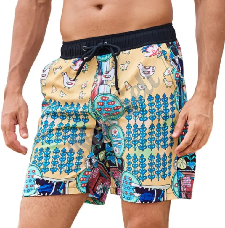 European And American 3D Digital-printed Mens Double-layer Beach Shorts