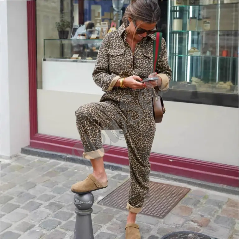 Pajama Set Stylish Preppy Leopard Print New Autumn Arrival