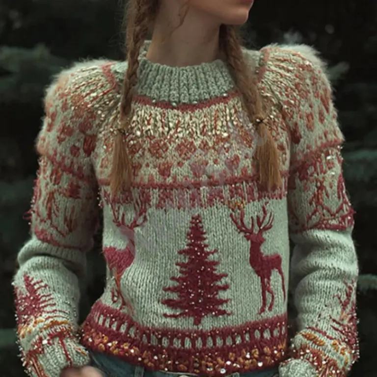 Printed Round-neck Hoodie With Striped Patch Design