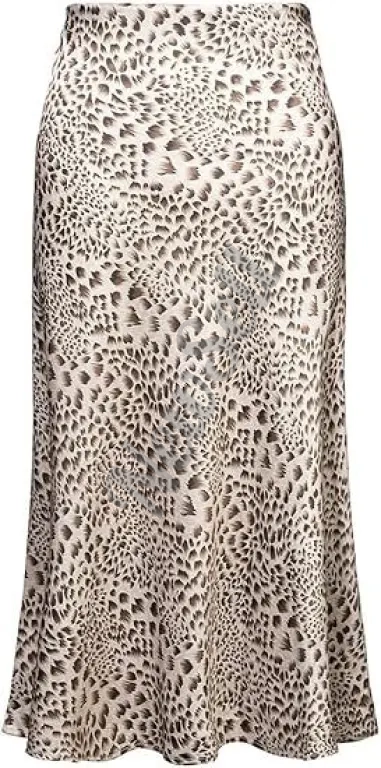 High-waisted Mermaid-style Satin Leopard-print Sheath Skirt