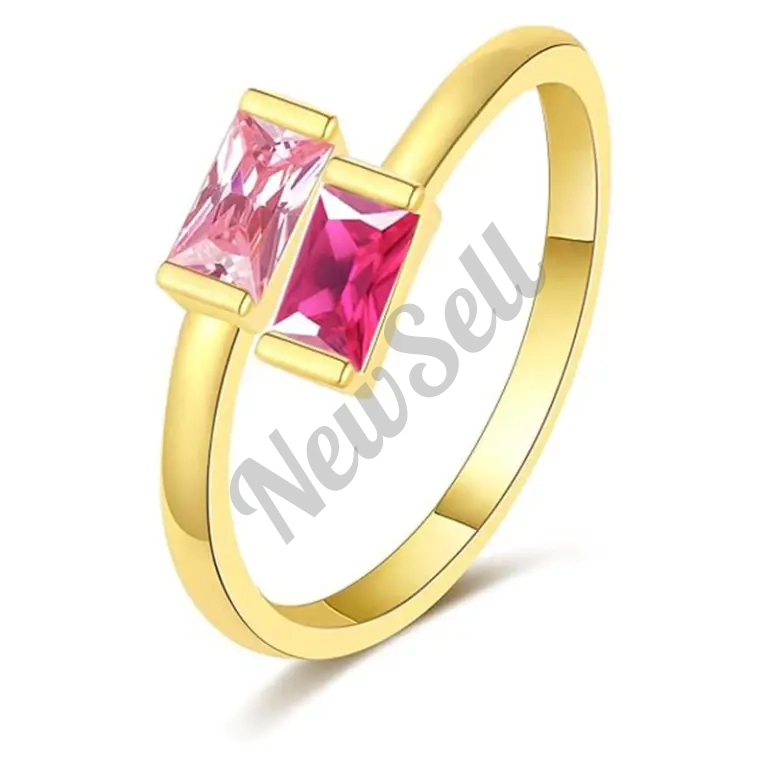 Simple Rectangular Gold Birthstone Ring