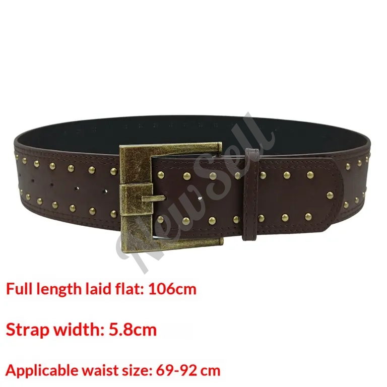 Womens Retro Punk Style Leather Belt With Rivet Decorations