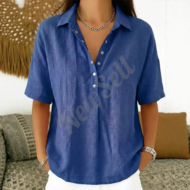 Single-breasted Lapel Shirt E-commerce Bestseller Womens Solid-color Casual Wear